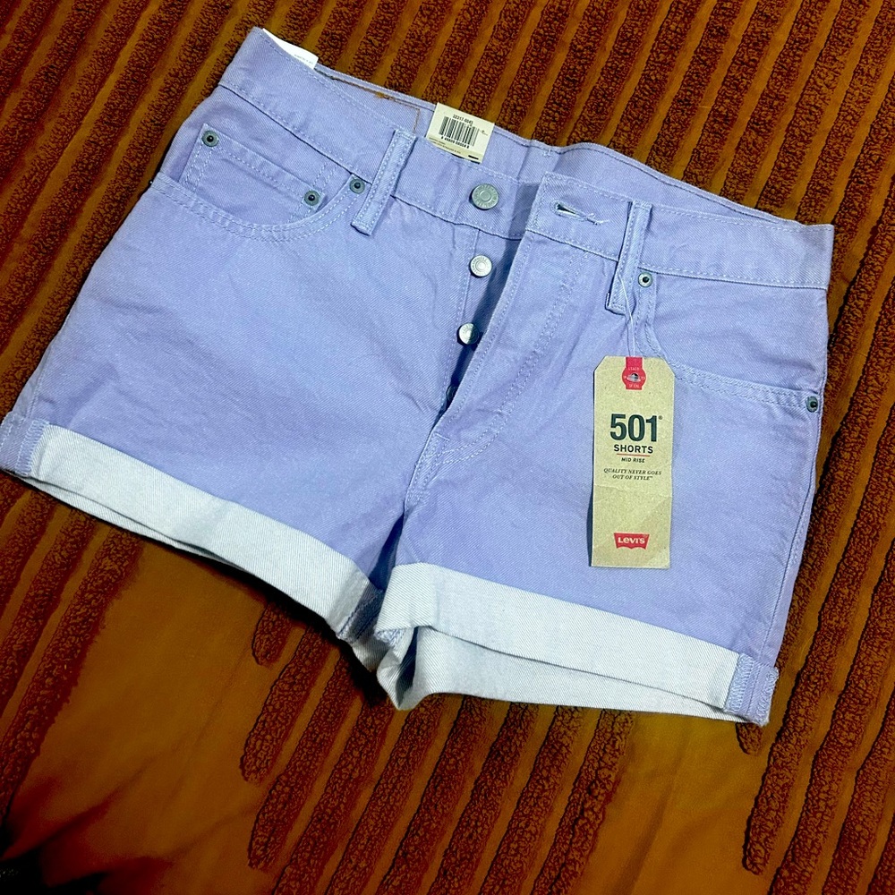 Purple Levi's high waisted shorts